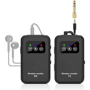Kadjuh Stereo Wireless in-Ear Monitor System 2.4G Wireless IEM System Stage Monitor with Transmitter Beltpack Receiver Automatic Pairing, 164ft for Studio, Band, Live Performance