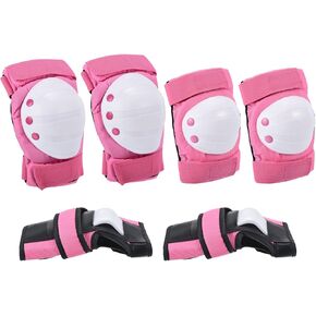 PATIKIL L Size Adult/Youth Knee Pads Elbow Pads Wrist Guards, 3 in 1 Protective Gear Set for Roller Cycling Skateboard BMX Bike Inline Skating Scooter Riding, Pink