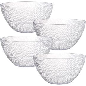 Suwimut 4 Pack Clear Plastic Serving Bowls for Parties, 135 OZ Large Round Disposable Plastic Snack or Salad Bowl, Clear Chip Bowls Plastic Candy Dish Salad Serving Containers