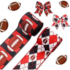 Hying 2 Rolls Curling Sport Ribbons for Wreath Bows, Sports Hockey Wired Edge Ribbons Blue White Burlap Ribbon Winter Sports Craft Ribbons for Gift Wrapping Camping Celebration Party Ornaments