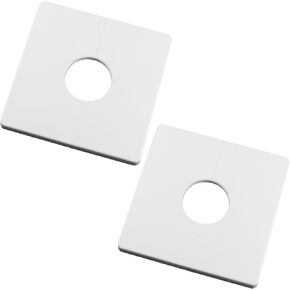 Wall Split Flange Toilet Pipe Flange Cover 28mm/1.1inch,Plumbing Cover Self Adhesive Wall mounted Kitchen Split Flange Escutcheon Plates ABS Square Water Pipe Decorative Cover White 2Pcs