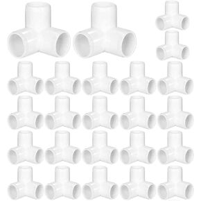 24 Pack 3 Way 1/2 Inch PVC Fittings Pipe, Heavy Duty 3 Way PVC Pipe Fittings for Building PVC Furniture, Greenhouse Shed Pipe, PVC Pipe Joint