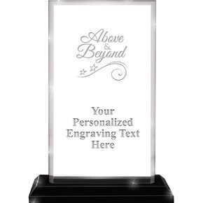 9.75" Billboard Skyline Above and Beyond Acrylic Award, Custom Engraved Above and Beyond Trophy, Engraving Included, Prime