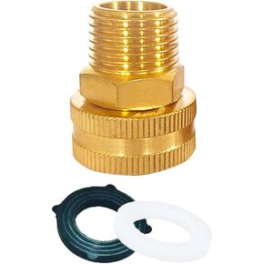AOPANDA Brass Garden Hose Threaded 1/2 NPT Female × 3/4 GHT Male Fitting Connect, Garden Hose Adapter, Double Male and Female Thread 1/2 NPT Female × 3/4 GHT Male Pipe (2 Pack)