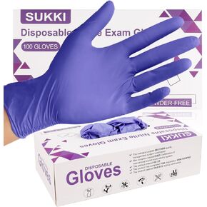 Nitrile Disposable Gloves, 5-mil,100 Pcs Exam Gloves, Latex-Free & Powder-Free Food Safe, Cooking Gloves Disposable Cleaning