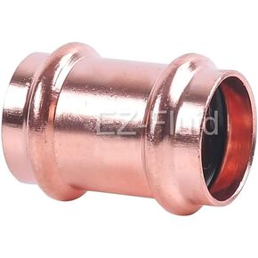 (10pcs) EZ-FLUID Heavy Duty 1/2" Press Slip Coupling without Stop LF Propress Pressure Copper Fitting,No Pipe Tube Stop Couplings,ProPress Copper Fitting Connection,Residential,Commercial Plumbing