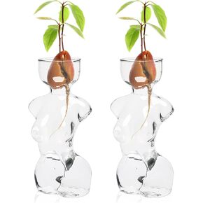 Propagation Vases Glass Vase for Plants Propagation Jars Unique Flower Vase for Avocado, Bulbs, and Plant Cuttings 2pc Elegant Female Silhouette