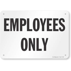 SmartSign “Employees Only" Sign | 10" x 14" Plastic
