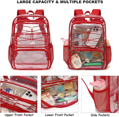 Clear School Backpack for Girls Women, Kids Teens Heavy Duty See Through College Bookbag Transparent School Bag (Mint Green) in Saudi Arabia