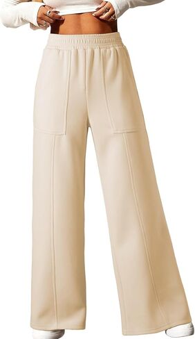 Aleumdr Women's Wide Leg Sweatpants Elastic High Waisted Long Pants Casual Loose Yoga Pants with Pockets 2024 in Kuwait