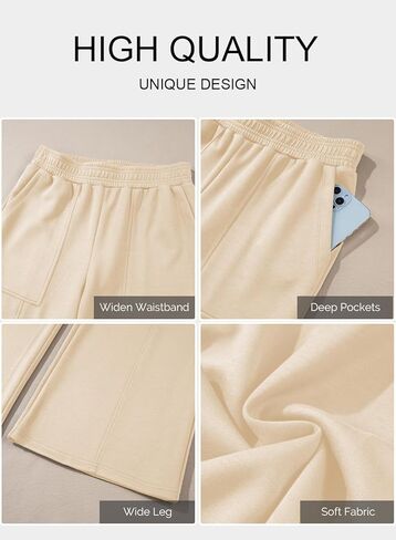 Aleumdr Women's Wide Leg Sweatpants Elastic High Waisted Long Pants Casual Loose Yoga Pants with Pockets 2024 in Kuwait