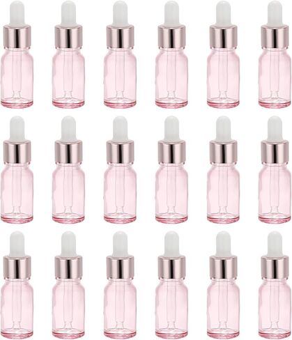 PATIKIL 10ml Glass Dropper Bottle, 18Pcs Leakproof Eye Dropper Essential Oils Sample Liquid Perfume Container for Storage Home Travel, Pink in Saudi Arabia