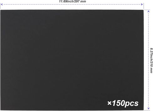 150 ورقة مقاس 8.5 × 11 بوصة ورق سميك من الورق الأسود، 230 جرامًا للمتر المربع/80 رطلًا، ورق طابعة أسود للدعوات، ومستلزمات سجل القصاصات in Kuwait