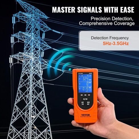 VEVOR 3 في 1 EMF متر، 5 هرتز - 6 جيجا هرتز، كاشف إشعاع المجال الكهرومغناطيسي القابل لإعادة الشحن، جهاز اختبار EMF رقمي LCD لفحص المنزل EF MF RF في الهواء الطلق لصيد الأشباح 5G درجة حرارة برج الخلية in Kuwait