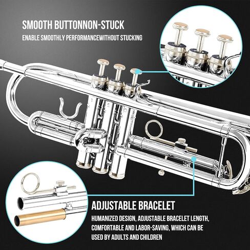 Soulmate Trumpet, Bb Standard Trumpet for Beginner, Brass Student Trumpet Instrument with Carrying Hard Case, Cleaning Kit, 7C Mouthpiece and Gloves(Purple Trumpet Set) in Saudi Arabia