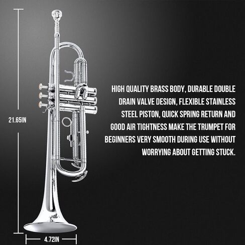 Soulmate Trumpet, Bb Standard Trumpet for Beginner, Brass Student Trumpet Instrument with Carrying Hard Case, Cleaning Kit, 7C Mouthpiece and Gloves(Purple Trumpet Set) in Saudi Arabia