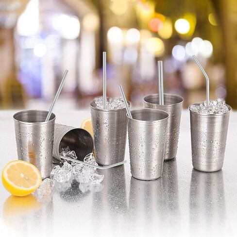 Hypermotion Stainless Steel Straw, Food Grade Reusable Metal Drinking Straw Set with 2 Cleaning Brushes and Carry Pouch for Smoothie, Milkshake, Cocktail and Hot Drinks in Kuwait