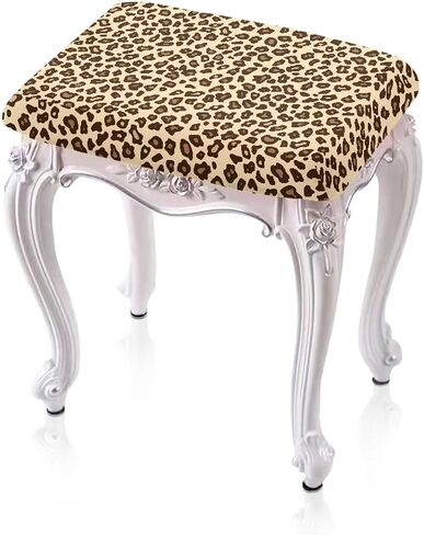 Bar Stool Rectangle Seat Covers Brown Leopard Print Bar Stool Chair Covers Set of 2 Stretch Stool Covers Rectangular Washable Soft Stool Slipcover Bar Chair Cover with Elastic Band in Saudi Arabia