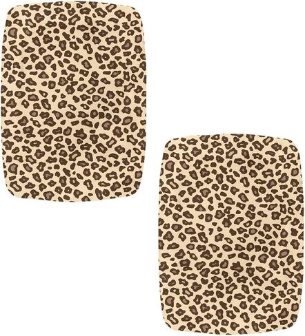 Bar Stool Rectangle Seat Covers Brown Leopard Print Bar Stool Chair Covers Set of 2 Stretch Stool Covers Rectangular Washable Soft Stool Slipcover Bar Chair Cover with Elastic Band in Saudi Arabia
