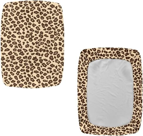 Bar Stool Rectangle Seat Covers Brown Leopard Print Bar Stool Chair Covers Set of 2 Stretch Stool Covers Rectangular Washable Soft Stool Slipcover Bar Chair Cover with Elastic Band in Saudi Arabia