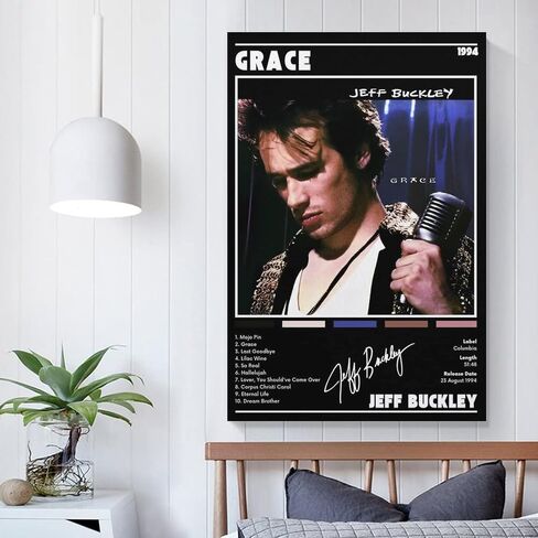 ملصق SACCVH Jeff Buckley Grace ملصق قماشي جداري لوحة فنية تزيينية لغرفة المعيشة وغرفة النوم هدية تزيين بدون إطار مقاس 12 × 18 بوصة (30 × 45 سم) in Saudi Arabia