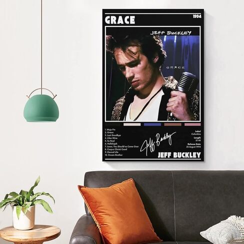 ملصق SACCVH Jeff Buckley Grace ملصق قماشي جداري لوحة فنية تزيينية لغرفة المعيشة وغرفة النوم هدية تزيين بدون إطار مقاس 12 × 18 بوصة (30 × 45 سم) in Saudi Arabia