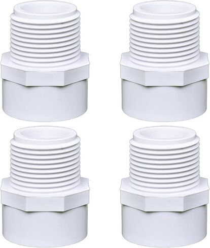 PVC Male Adapter 1-1/4 Inch (4-Pack), Pipe Fittings (Socket x Male Pipe Thread) - Fits 1-1/4 Inch Sch.40 PVC Pipes in Kuwait