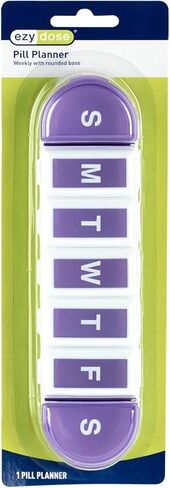 علبة حبوب الدواء الأسبوعية (7 أيام) من إيزي دوز، مخطط الأدوية، منظم الفيتامينات، مقصورات قاعدة مستديرة، مريحة وسهلة الاستخدام، قد يختلف اللون، خالية من مادة BPA in Kuwait