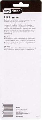 علبة حبوب الدواء الأسبوعية (7 أيام) من إيزي دوز، مخطط الأدوية، منظم الفيتامينات، مقصورات قاعدة مستديرة، مريحة وسهلة الاستخدام، قد يختلف اللون، خالية من مادة BPA in Kuwait