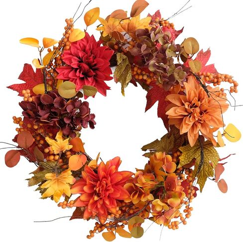 Bibelot 20 بوصة إكليل الكوبية الاصطناعي ترحيب إكليل الباب الأمامي إكليل عباد الشمس الأصفر وزهرة الأقحوان والأوراق الخضراء إكليل الربيع والصيف إكليل الباب الأمامي للداخل والخارج ونافذة الزفاف وديكور الحائط... in Kuwait