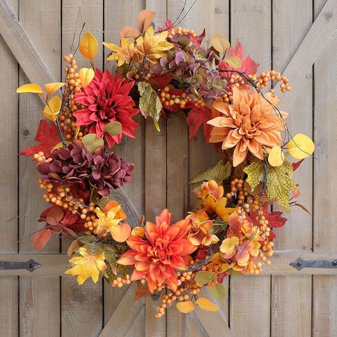 Bibelot 20 بوصة إكليل الكوبية الاصطناعي ترحيب إكليل الباب الأمامي إكليل عباد الشمس الأصفر وزهرة الأقحوان والأوراق الخضراء إكليل الربيع والصيف إكليل الباب الأمامي للداخل والخارج ونافذة الزفاف وديكور الحائط... in Kuwait