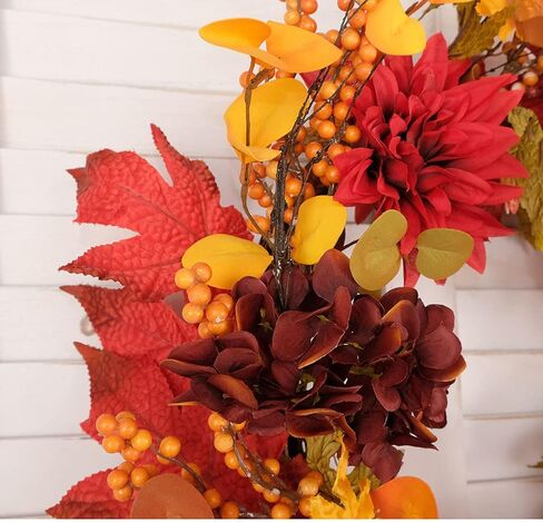 Bibelot 20 بوصة إكليل الكوبية الاصطناعي ترحيب إكليل الباب الأمامي إكليل عباد الشمس الأصفر وزهرة الأقحوان والأوراق الخضراء إكليل الربيع والصيف إكليل الباب الأمامي للداخل والخارج ونافذة الزفاف وديكور الحائط... in Kuwait