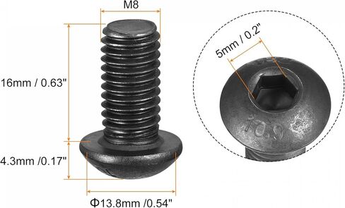 uxcell M8x16mm عرافة المقبس زر غطاء الرأس البراغي مسامير سبائك الصلب 10 قطع in Saudi Arabia