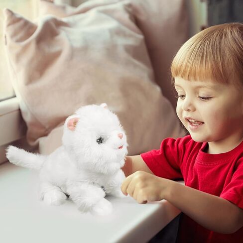 yh yuhung روبوت القط أفخم لعبة التفاعلية القط الإلكترونية الحيوانات الأليفة القط لعبة الصبي مع التحكم باللمس مواء الخرخرة لعبة القط للفتيات القط الميكانيكية هدية عيد ميلاد الحيوانات الأليفة لعب للأطفال، أبيض in Kuwait