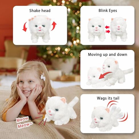yh yuhung روبوت القط أفخم لعبة التفاعلية القط الإلكترونية الحيوانات الأليفة القط لعبة الصبي مع التحكم باللمس مواء الخرخرة لعبة القط للفتيات القط الميكانيكية هدية عيد ميلاد الحيوانات الأليفة لعب للأطفال، أبيض in Kuwait