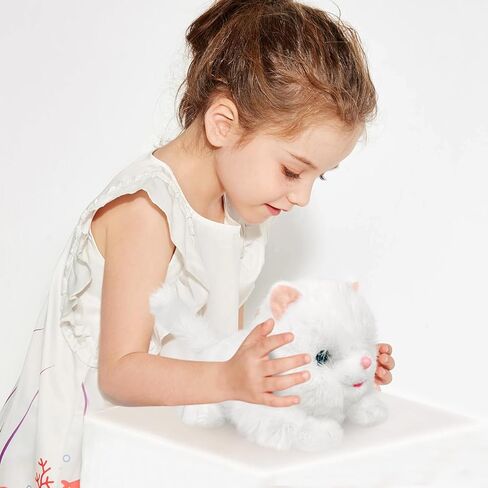 yh yuhung روبوت القط أفخم لعبة التفاعلية القط الإلكترونية الحيوانات الأليفة القط لعبة الصبي مع التحكم باللمس مواء الخرخرة لعبة القط للفتيات القط الميكانيكية هدية عيد ميلاد الحيوانات الأليفة لعب للأطفال، أبيض in Kuwait