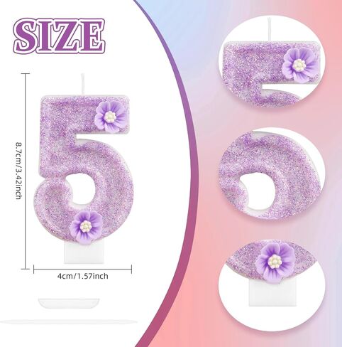 Number 1 Birthday Candles, Macaron 3D Number Candles for Cake Topper with Flower, 1st Birthday Candles Girls Women Sweet Theme Birthday Party Wedding Anniversary Celebration Supplies in Saudi Arabia