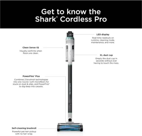 Shark IZ540H Cordless Pro Stick Vacuum with Clean Sense IQ Technology Bundle with 2 YR CPS Enhanced Protection Pack, Grey/White, CRTE99SRKIZ540HRB (Renewed) in Saudi Arabia
