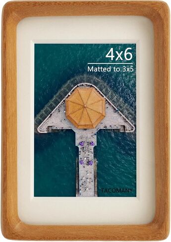 Handcrafted Natural Wood Picture Frame with Mat for Wall and Tabletop display (Teak, 6x6 matted to 4x4) in Saudi Arabia