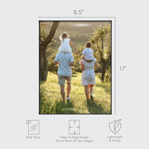 MANTELLO ESSENTIALS 8.5 x 11 Frame, Picture Frame, Front Loading, Certificates Diplomas, 8.5 x 11 Picture Frame, Black - 1 Pack in Kuwait