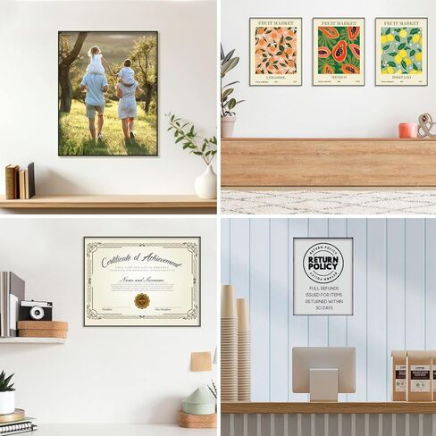 MANTELLO ESSENTIALS 8.5 x 11 Frame, Picture Frame, Front Loading, Certificates Diplomas, 8.5 x 11 Picture Frame, Black - 1 Pack in Kuwait