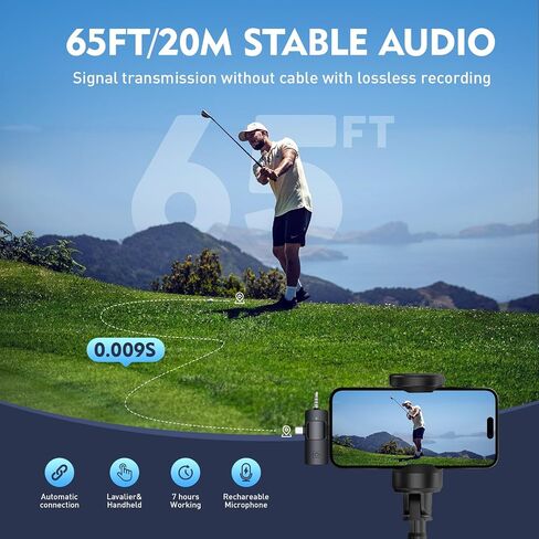 TUTGLOBAL USB Type-C&Lightning Mini Wireless Lavalier Microphone for Android iPhone iPad iPhone 15 Pro Max Galaxy,2 Pack Lapel Microphones,AutoConnect Noise Cancelling Mic for Podcast/Record/etc in Kuwait