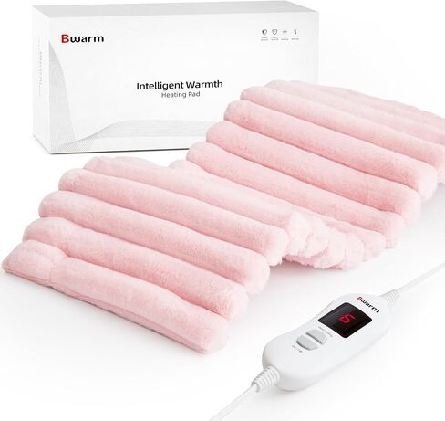 Electric Heating Pads for Shoulder Knee Flannel Fleece Heated Pad for Back Neck Hot Pad for Arms and Legs Fast Heating with 6 Heating Levels 2 Hours Auto-Off(Pink, 12''×24') in Saudi Arabia
