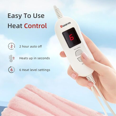 Electric Heating Pads for Shoulder Knee Flannel Fleece Heated Pad for Back Neck Hot Pad for Arms and Legs Fast Heating with 6 Heating Levels 2 Hours Auto-Off(Pink, 12''×24') in Saudi Arabia