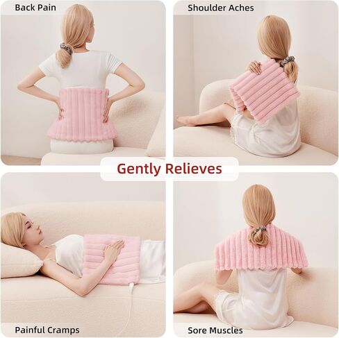 Electric Heating Pads for Shoulder Knee Flannel Fleece Heated Pad for Back Neck Hot Pad for Arms and Legs Fast Heating with 6 Heating Levels 2 Hours Auto-Off(Pink, 12''×24') in Saudi Arabia