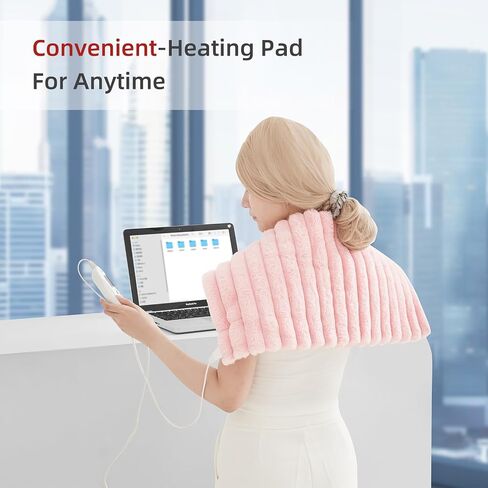 Electric Heating Pads for Shoulder Knee Flannel Fleece Heated Pad for Back Neck Hot Pad for Arms and Legs Fast Heating with 6 Heating Levels 2 Hours Auto-Off(Pink, 12''×24') in Saudi Arabia