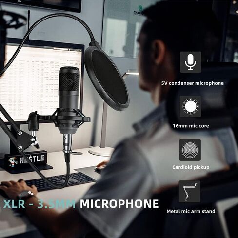حزمة معدات sktome Podcast لعدد 2، مغير صوت V8s مع حزمة ميكروفون بودكاست BM-800 - ميكروفون مكثف استوديو مثالي للبث والتسجيل والغناء والبث والألعاب in Kuwait