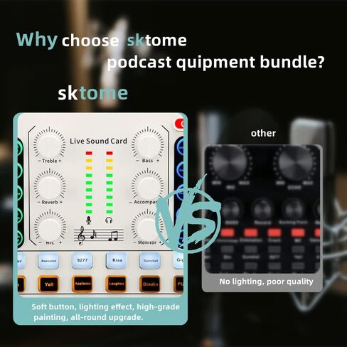 حزمة معدات sktome Podcast لعدد 2، مغير صوت V8s مع حزمة ميكروفون بودكاست BM-800 - ميكروفون مكثف استوديو مثالي للبث والتسجيل والغناء والبث والألعاب in Kuwait