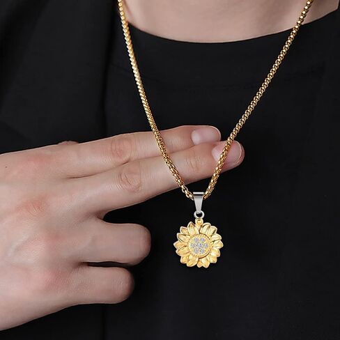 Heart Sunflower Urn Necklace for Ashes Women Men Flower Cremation Keepsake Memorial Jewelry Gift in Kuwait