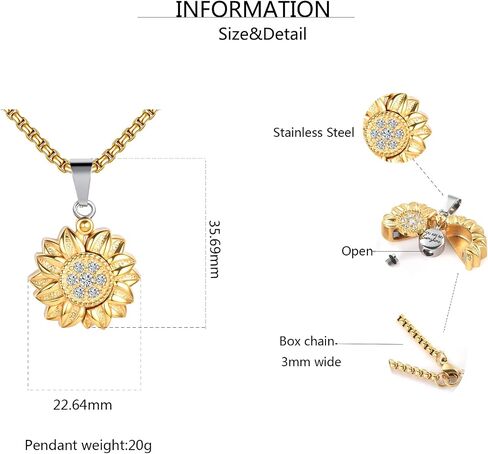 Heart Sunflower Urn Necklace for Ashes Women Men Flower Cremation Keepsake Memorial Jewelry Gift in Kuwait